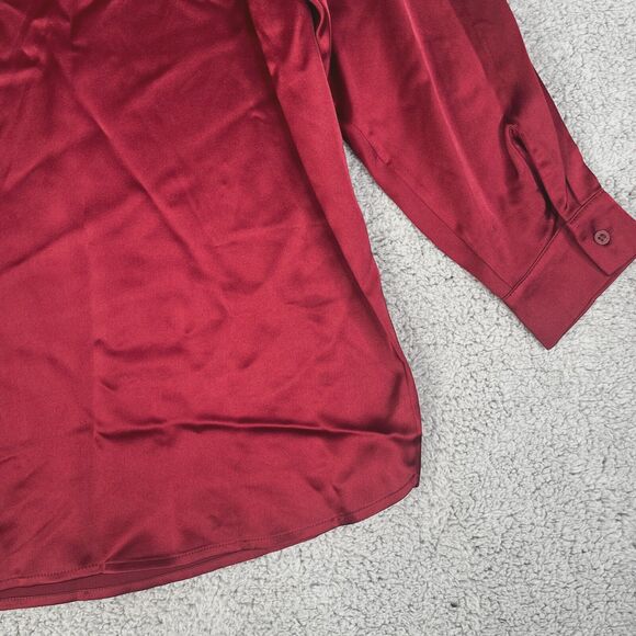 Pleione Tunic Blouse Womans 1X Burguny Chiffon Collar Pullover Stretch - Picture 5 of 12